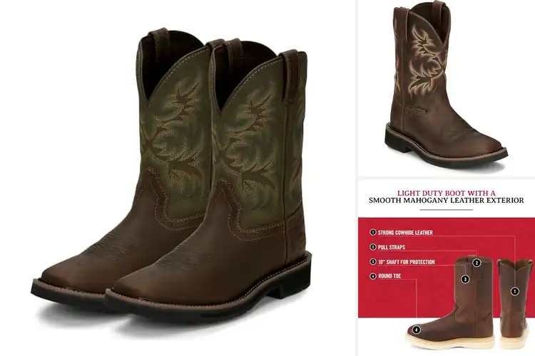 Detailed view of Best Justin Work Boots